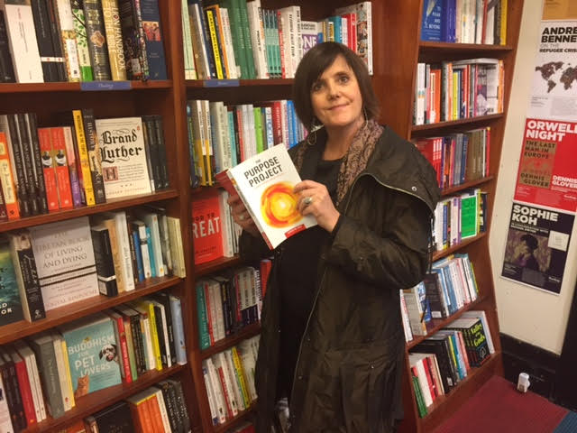 Carolyn Tate, the author of The Purpose Project, in Readings Bookshop, Melbourne